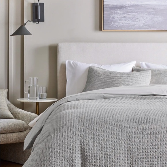 NWT Quince King Luxe Waffle Duvet Cover Set With 2 Shams in Light Grey - Picture 4 of 7
